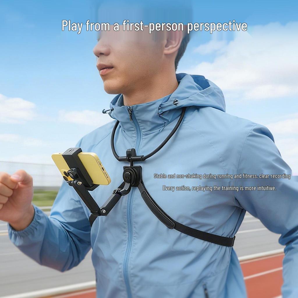 First-Person Mobile Phone Neck Strap Holder for Live Streaming, Running, Cycling, Fishing – Shockproof Sports Camera Mount