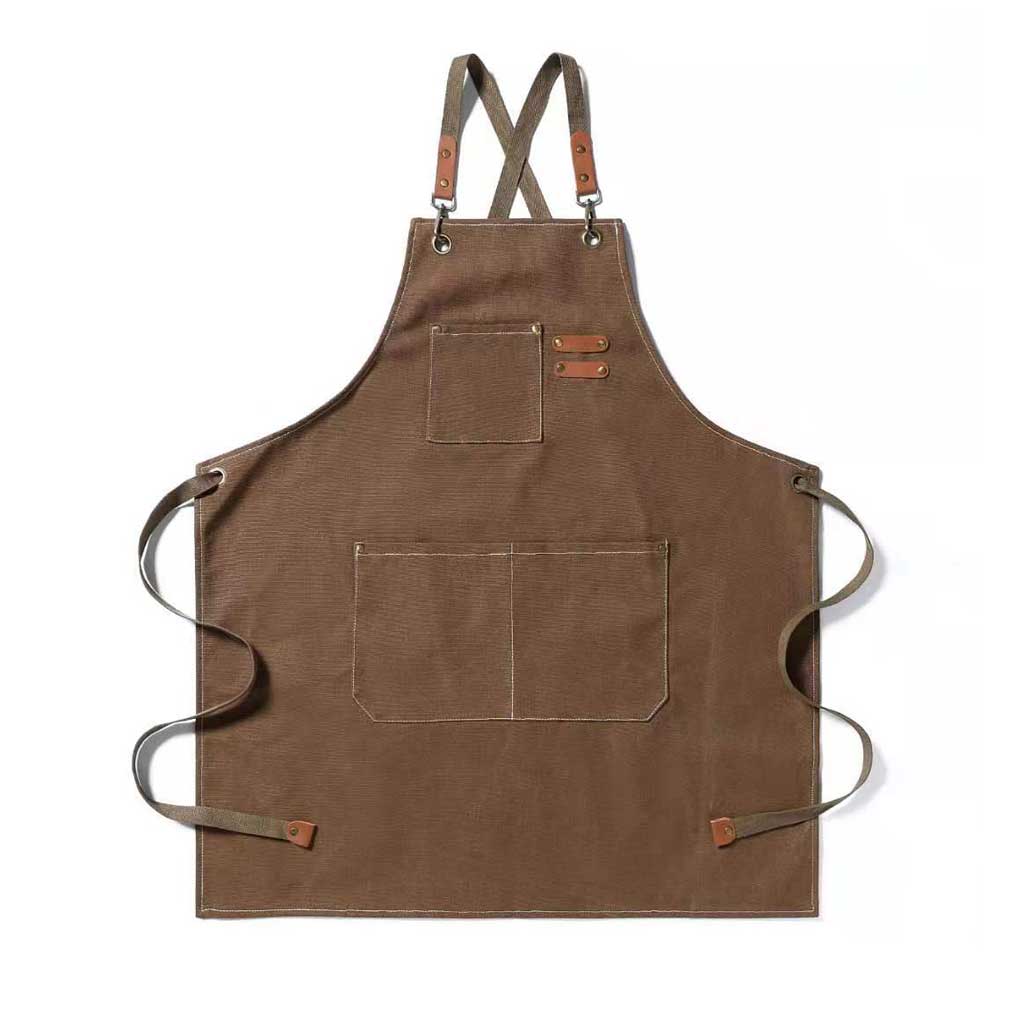 

Work Apron Canvas Unisex Waterproof Kitchen Gardening Barber Bib Pocket Cooking Carpentry BBQ Picnic Grilling Protector