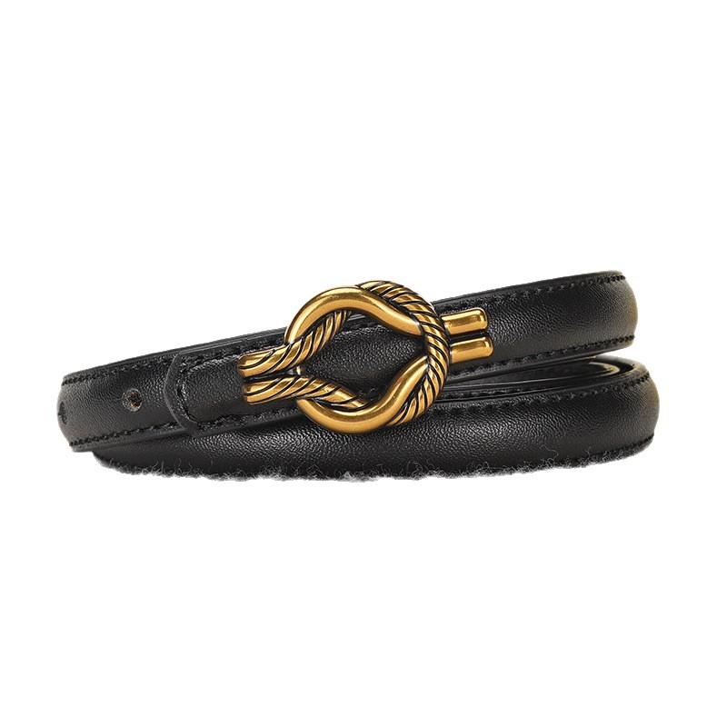 Belt Women's Women's Fine Belt Leather Cowhide Belt Versatile Fashion Decoration Simple Twist Knot Belt
