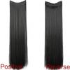 Syntetisk 20-40 tommer ekstra langt rett hårforlengelse 5 klips Svart Blond Brun Høytemperatur Fake Hairpiece