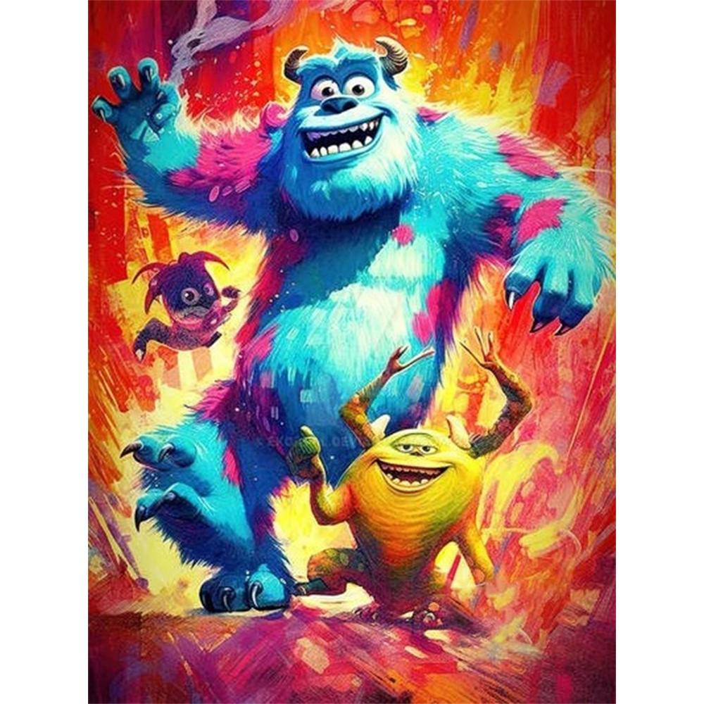

Disney 5D DIY Diamond Painting Decorations Sulley Mike Wazowski Trendy Art Illustration Diamond Embroidery Rhinestone Cross Stitch Set Handmade Round 20x30cm