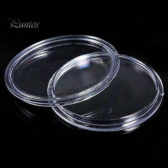 Coin Protector 10Pcs Clear Transparent Plastic Round Display Case Capsule Collecting Storage Box Holder