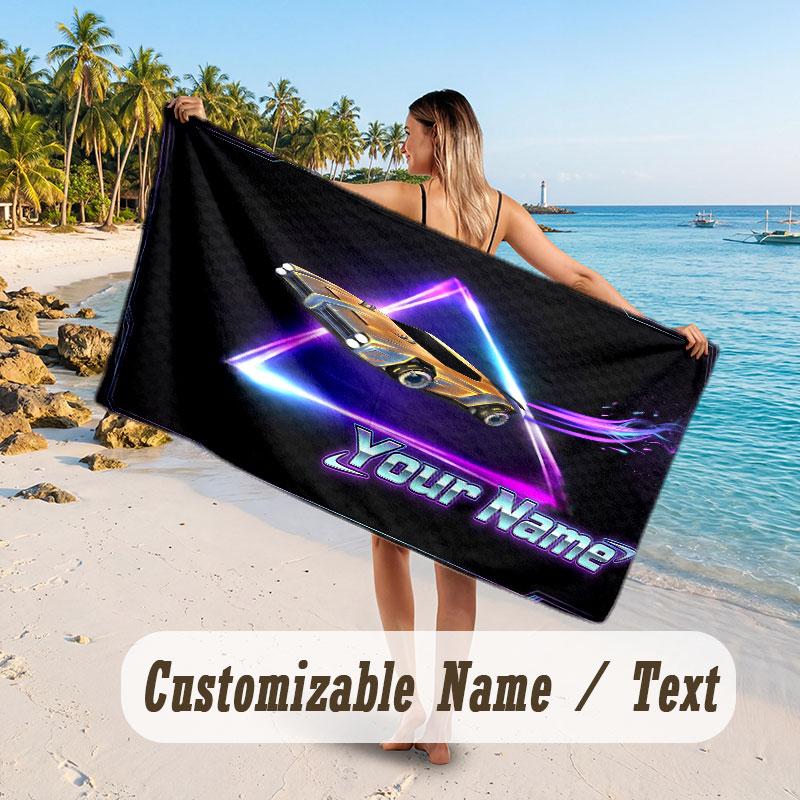 Personalized Beach Towel,Rocket League Custom Printed Name Text, Super Absorbent Towel For Beach Vacation