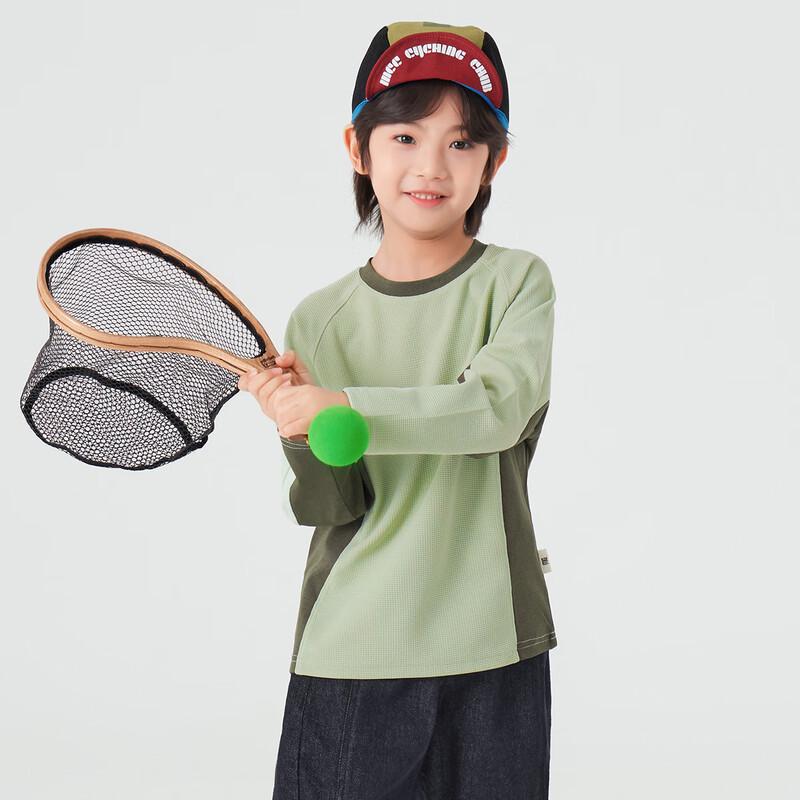 Boys' Waffle Patchwork Color Block Long Sleeve T-Shirt