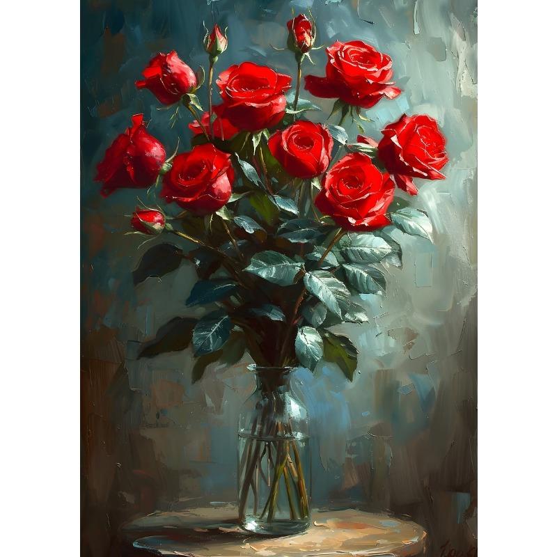 Exquisite Beautiful Oil Painting Flower Rose Winter Jasmine Sunflower Poster Canvas Prints Wall Painting Living Room Home Decor