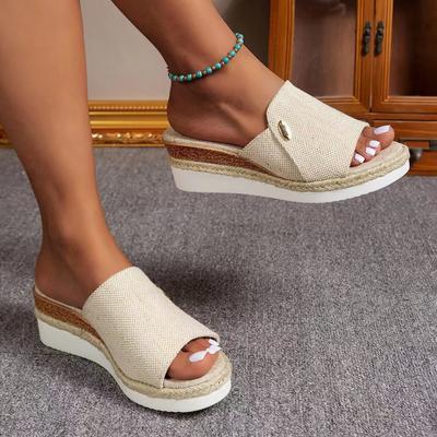 Spring Summer Autumn Women's Solid Color Fashion Stylish Sandals Slip On Platform Wedge Slides Lightweight Non Slip Slides