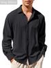 Spring Summer Men's Cotton Linen Shirt Long Sleeve Solid Color Casual Vacation Beach Lightweight Cozy Shirt
