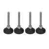 4Pcs Swivel Leveling Mounts Furniture Glide Adjustable Nylon Rubber Base Leveling Pads D30xM6x50 Black
