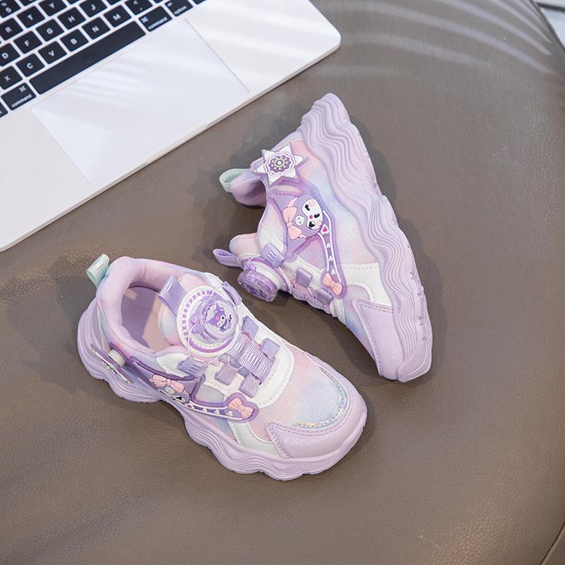 Kuromi Girls' Rotating Buckle Sport Shoes - Breathable & Stylish Soft Sole for Spring & Autumn 2025