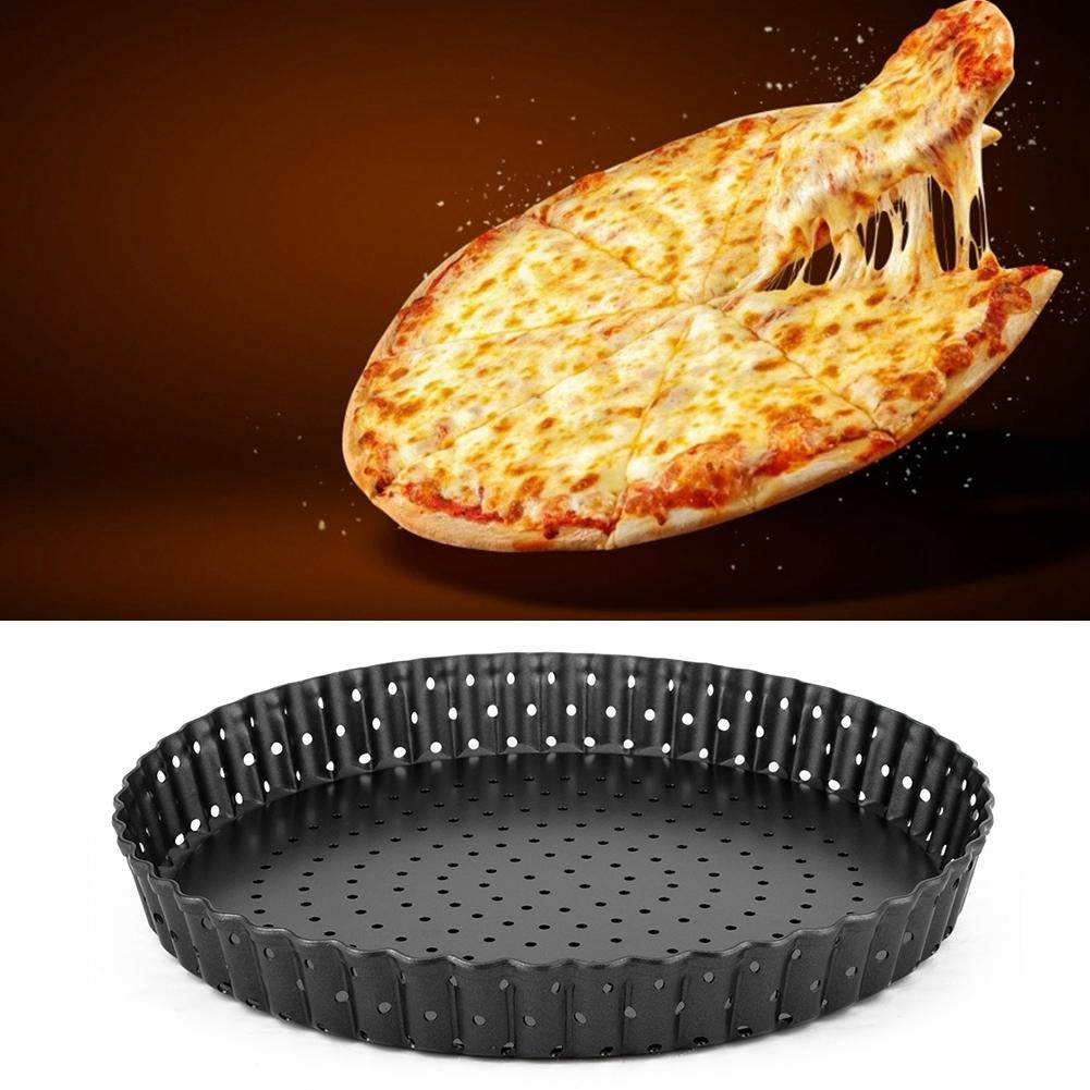 Household Thicken Non-Stick Carbon Steel Pizza Mold Baking Pan Tray Kitchen Baking Tools(M (8in) )