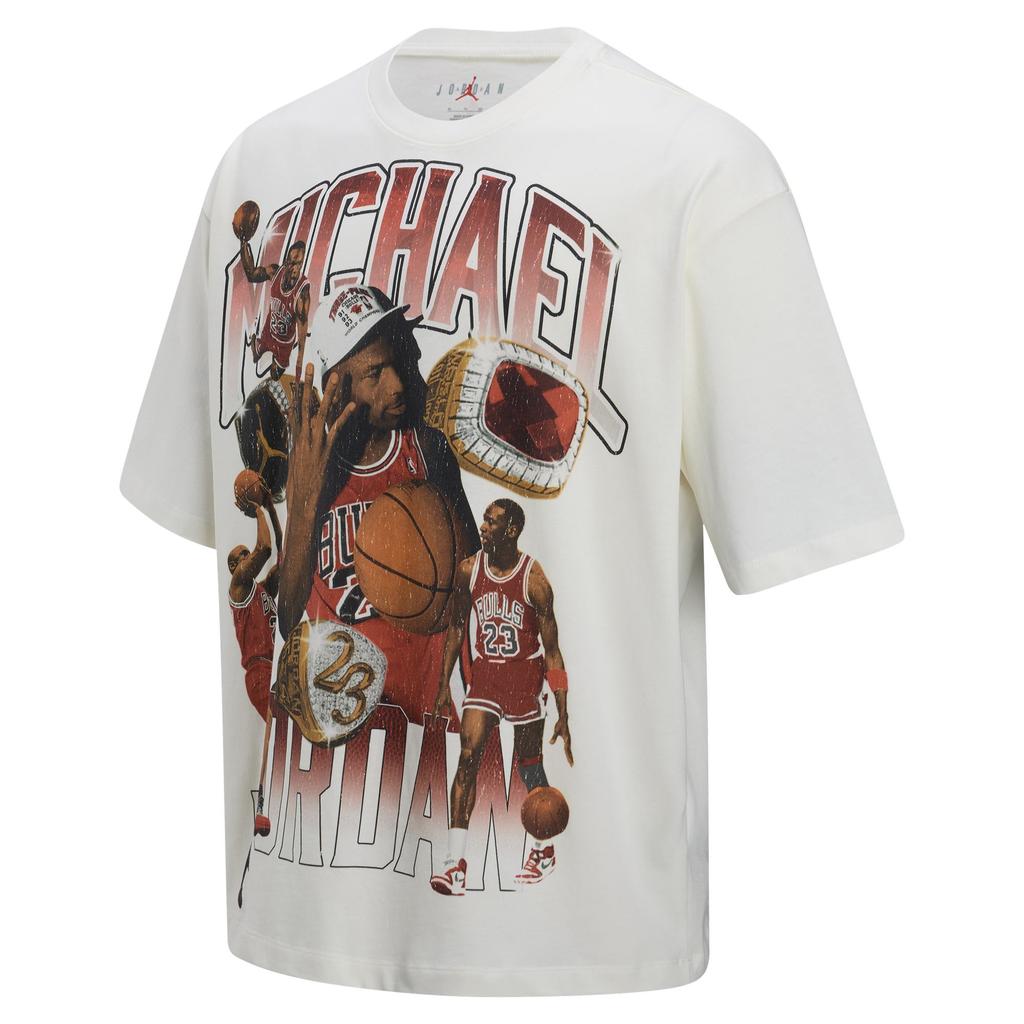 Jordan Flight Essentials Crew Neck American Vintage Loose Short Sleeve T-Shirt Men Tops Sail Campus-Red HM7132133