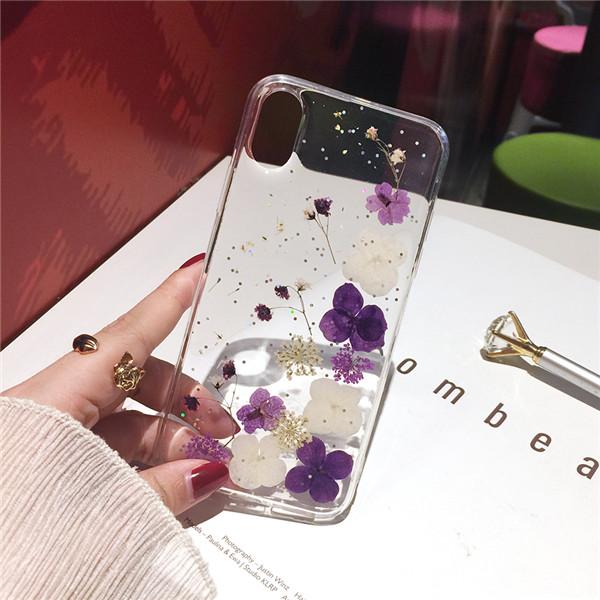 

Qianliyao Real Dried Flowers Cases For iPhone 17 16 15 14 13 12 11 Pro Max X XR XS Max 7 8 plus Phone Case Sequins Soft Cover iPhone 7