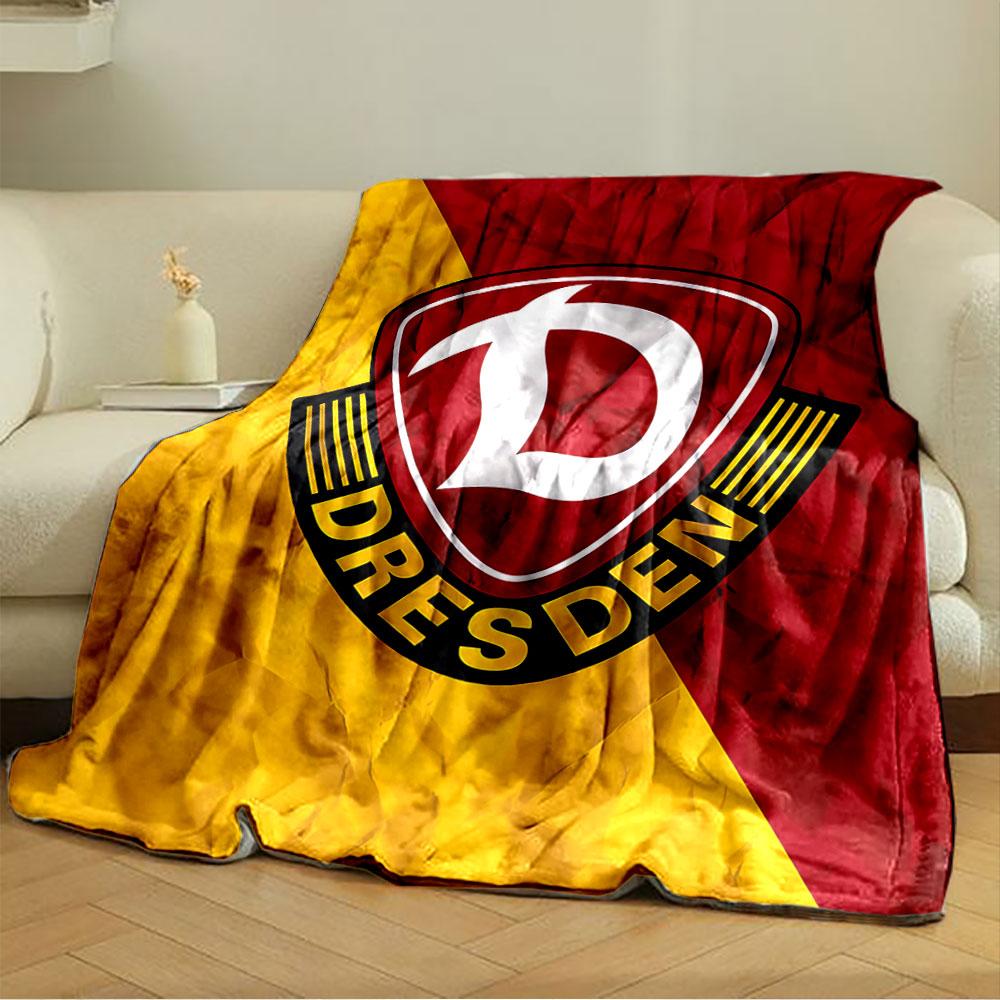 Rote und Gelbe Dresden Logo Decke für alle Jahreszeiten Decke Mittagspause Überwurf Geschenk