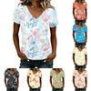 Damen V-Ausschnitt Kurzarm Blumenprint T-Shirt Lässiges Lockeres Oberteil Leichtes Weiches Gewebe Bequemes Design für den Täglichen Gebrauch