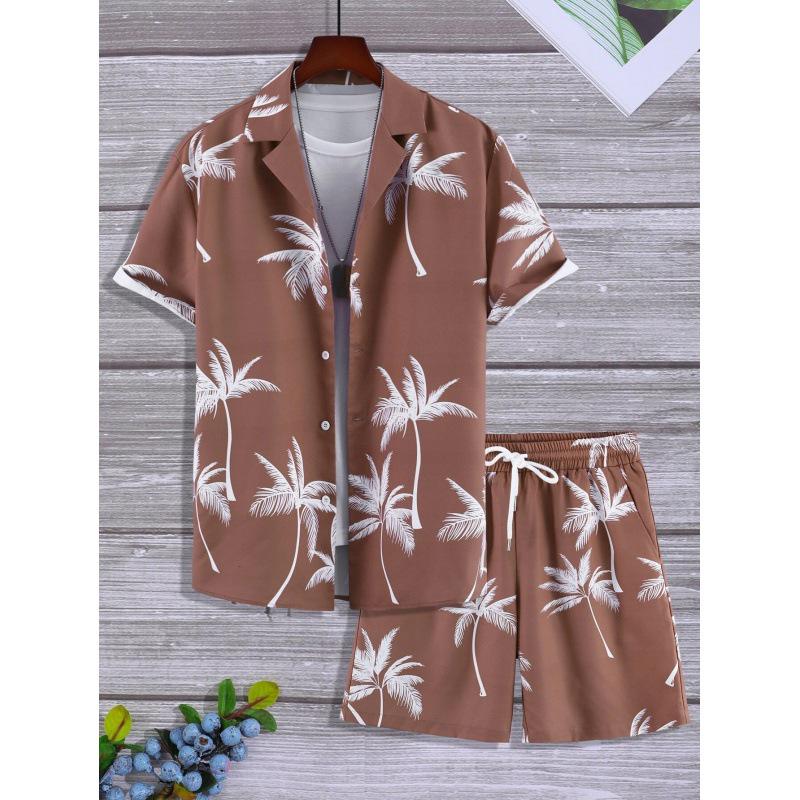 Men's 3D Print Hawaiian Shirt & Shorts Set - Casual Beachwear