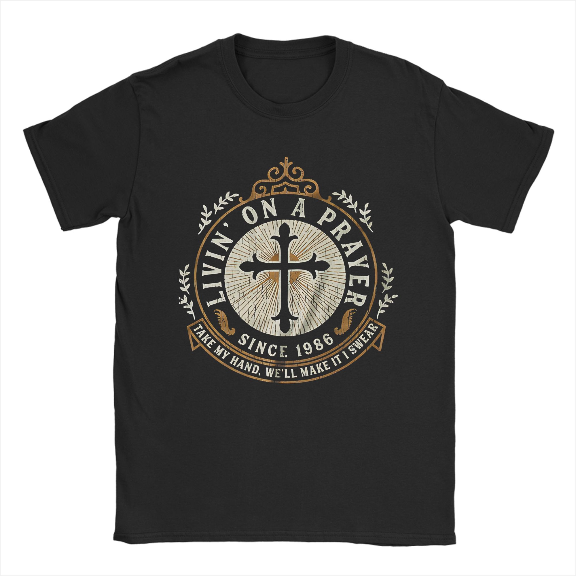 Livin On A Prayer Since 1986 Cross T-shirt L