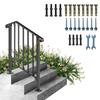 Stair Railing Wrought Iron Entrance Railing Suitable for 2 to 3 Steps for Outdoor Black