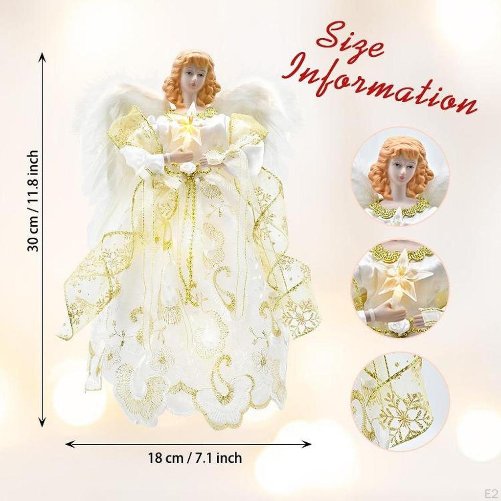 Engel Baumspitze Figur Weihnachtsbaumspitze Ornament Klassische Weihnachtsdeko Aufsatz für Tischplatte