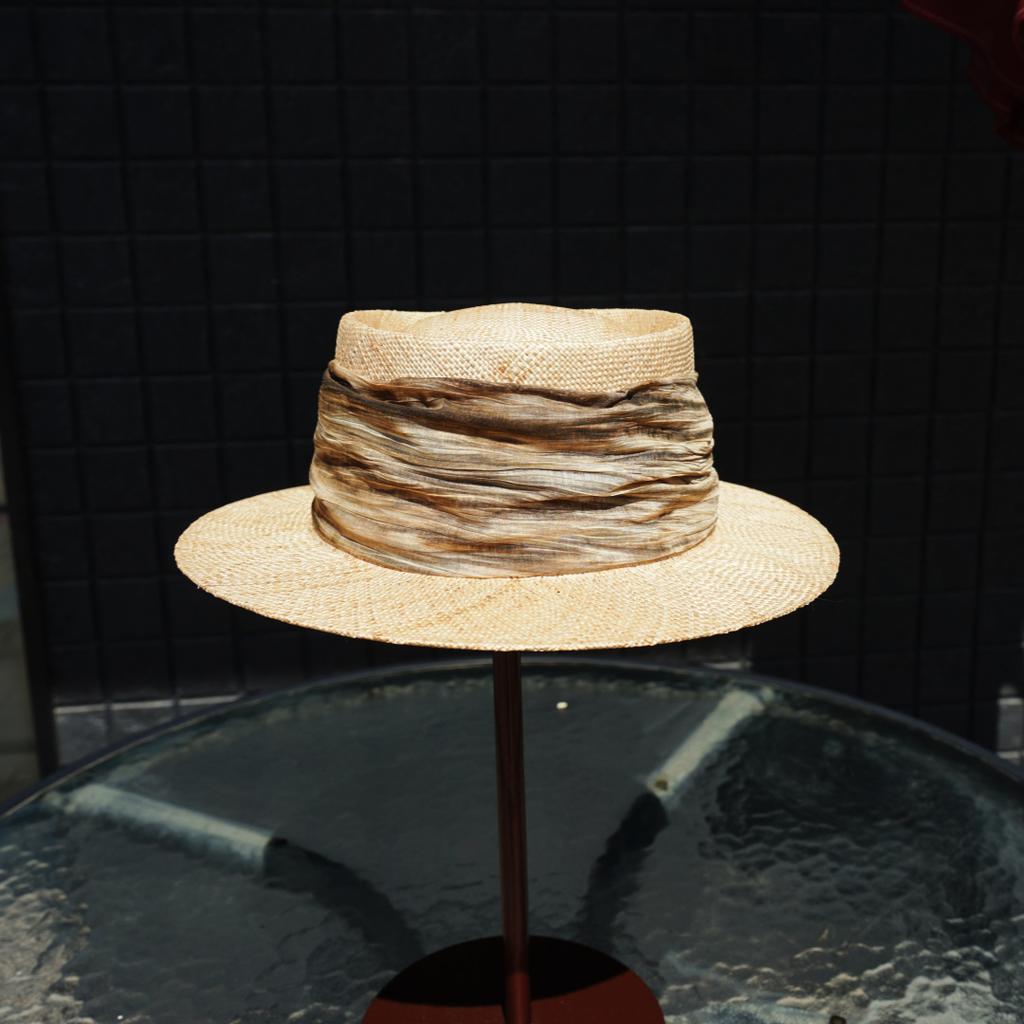 Japanese Retro Wide-Brimmed Treasure Grass Woven Flat-Top Top Top Hat Women'S Summer Sunshade Vacation Beach Chinese Straw Hat Elegant