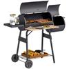Charcoal Barbecue with Lid and Smoker. 124x53x104cm. Black