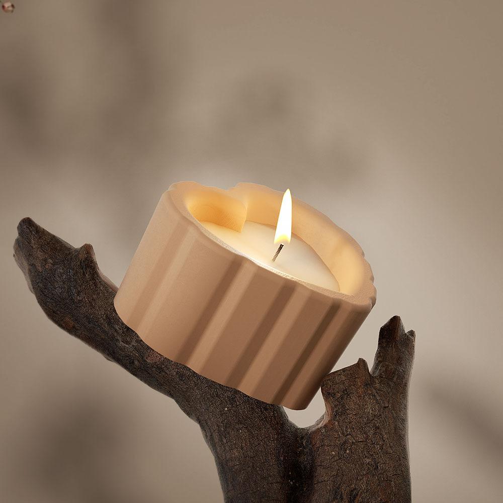 Heart-Shaped Stripe With Cover Candle Cup Silicone Molds DIY Cement Plaster Storage Jar Pottery Mould Concrete Art Making Decor