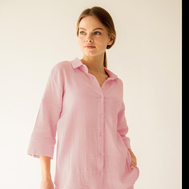 Cheap Pink Pajamas For Women 2 Piece Sets Cotton Three Quarter Sleeve