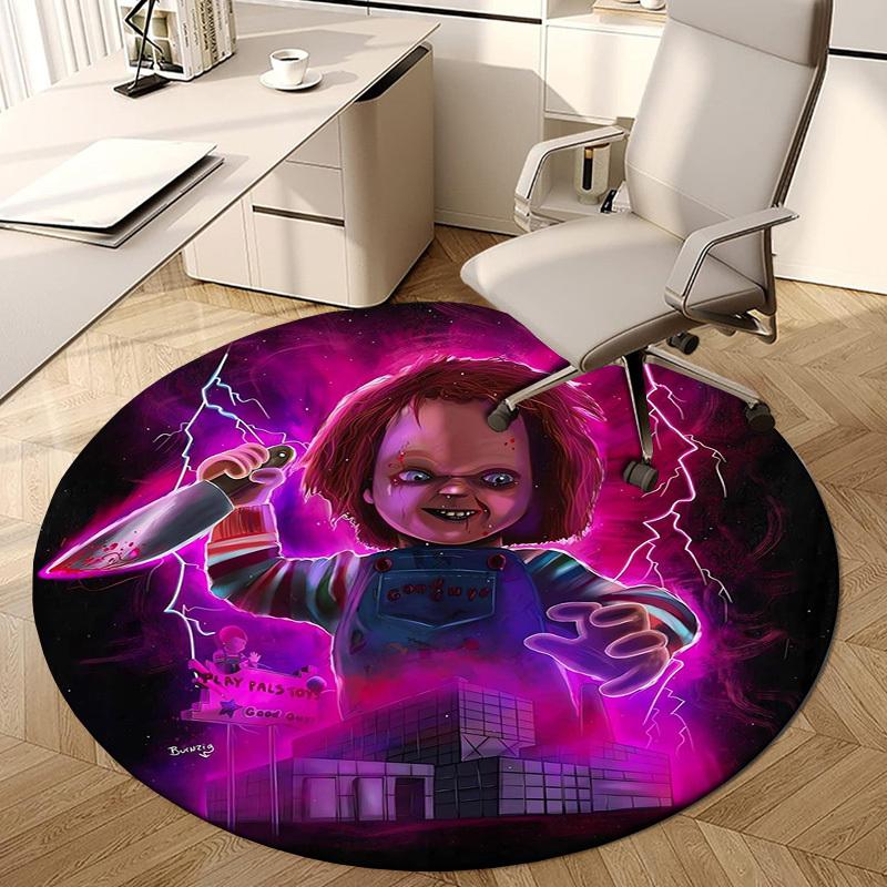 1pc Chucky, Horror Round Carpet, Made of Polyester,Perfect for Decorating Office Chairs, Living Rooms,fplt309