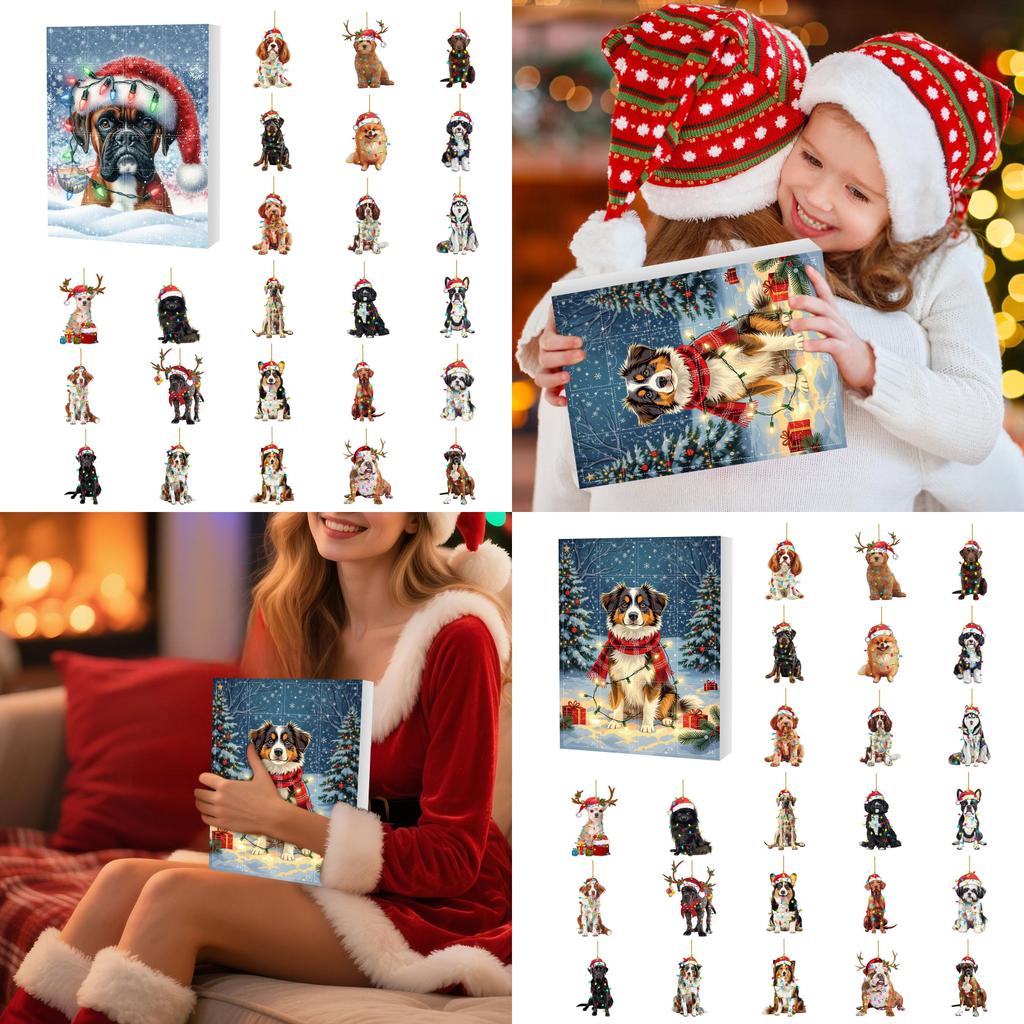 Christmas Pet Dog Advent Calendar Series With Acrylic Accessories For Holiday Celebrations