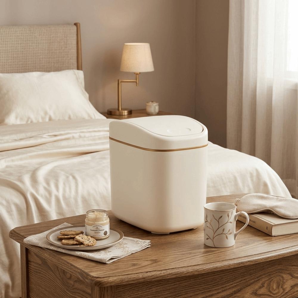 Sealed Design Mini Trash Can Swing Top Lid Plastic Dustbin Durable Small Garbage Can Desktop Use