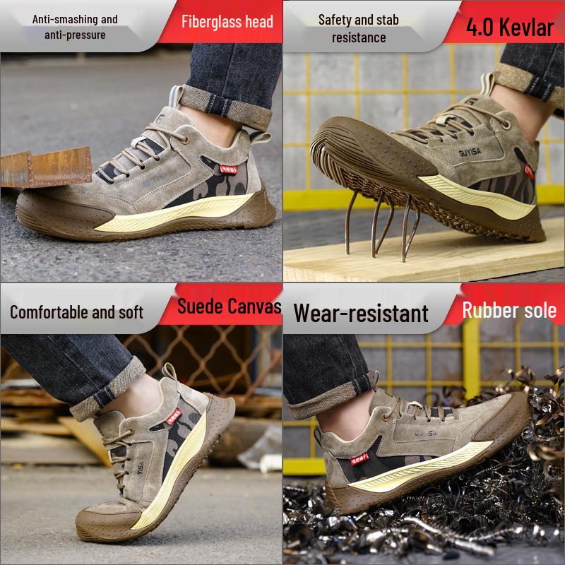 Men's Steel Toe Electrician Work Shoes - Anti-Smash, Anti-Puncture, Non-Slip, Wear-Resistant, Comfortable Safety Footwear