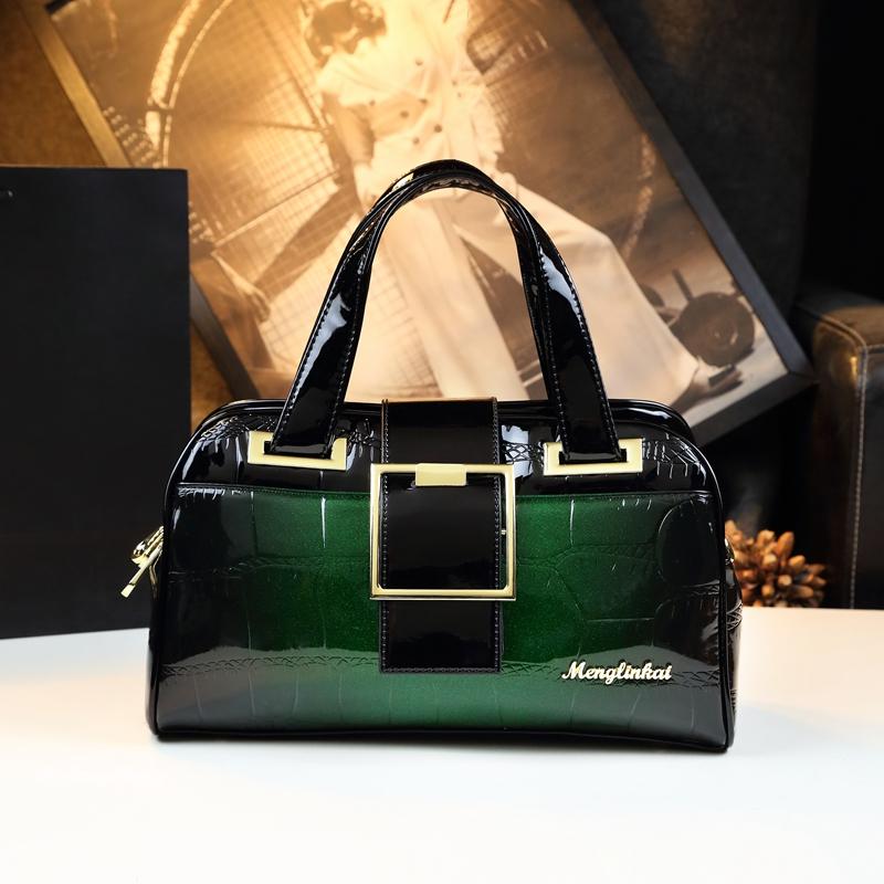 

Сумка для мамы, новая модная женская сумка через плечо, кожаная женская сумка среднего возраста, портативные бостонские сумки с крокодиловым узором зелёный