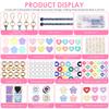 421 Pcs Beaded Keychain Making Kit DIY Key Chain Charm Acrylic Heart Flower Star Letter Bag Beads Jewelry Making Kit for Women