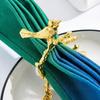 Napkin Ring Vintage Branch Bird Design with Gold Finish Open-End Holder for Cloth