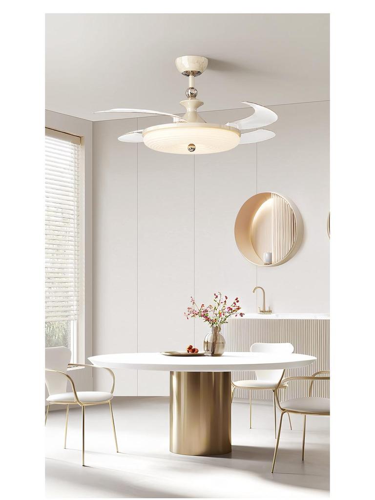 Modern Minimalist Silent Ceiling Fan with Light - High Airflow for Living Room, Dining Room, and Bedroom