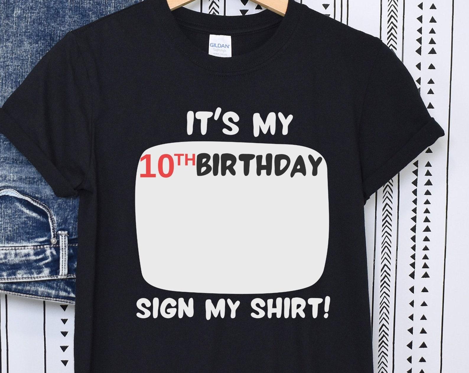 10th Birthday Autograph T-shirt, Milestone Celebration M