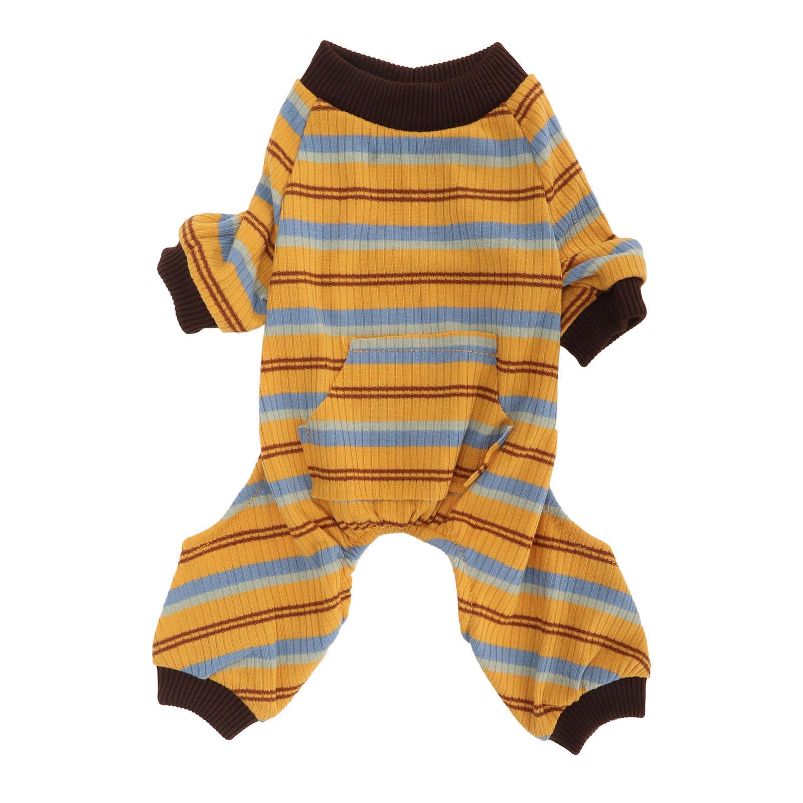 Outsideworld Striped Dog Pajamas Soft Stretchy Warm 4 Legged Puppy Jumpsuit With Pocket For Spring Home