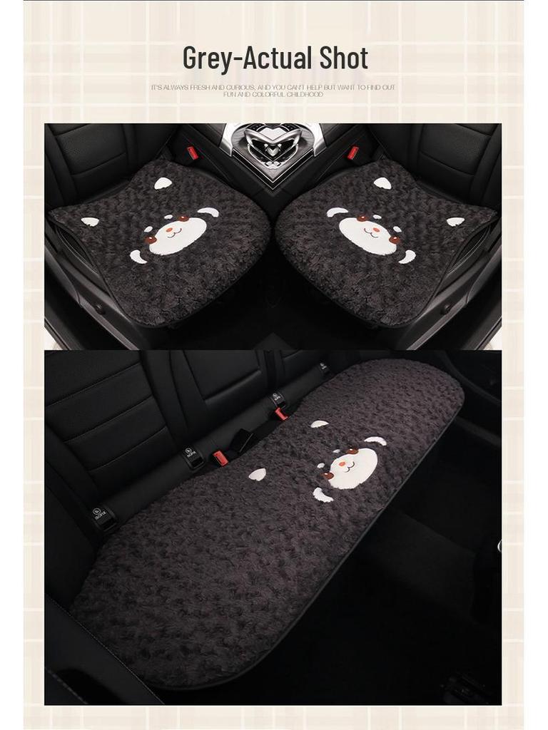 Cartoon Raccoon Winter Plush Car Seat Cushion