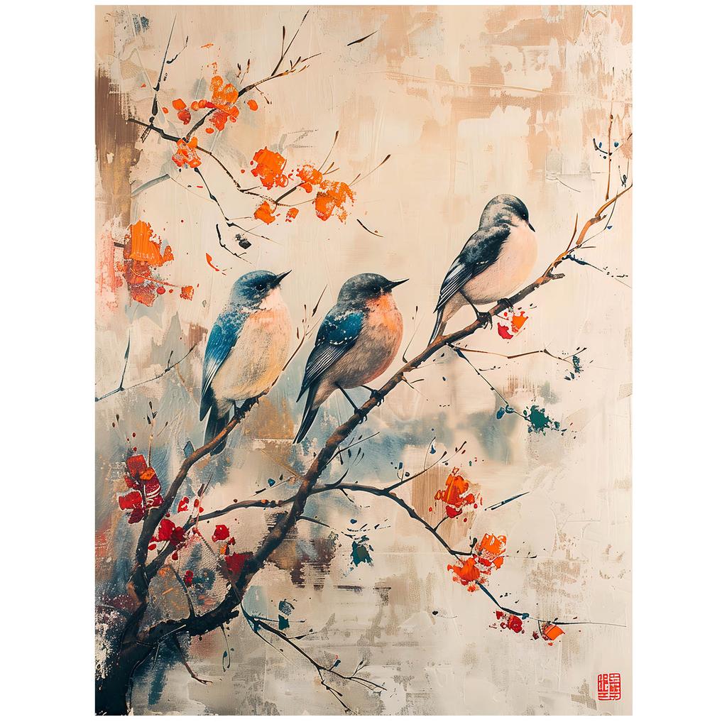 A Branch Full of Life A Branch Full of Life, 30X40 Cm, Unframed, Premium Canvas On Stretcher