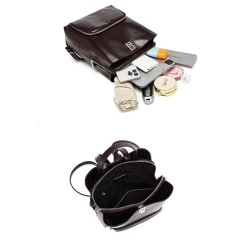 Top-grain Cowhide Hand-held Travel Bag Genuine Leather Large-capacity Simple Commuting Bag Retro Cowhide Backpack
