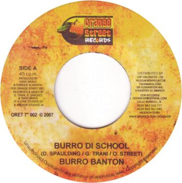 

7inch Record BURRO BANTON Burro Di School ORET7002 Orange Street R 2007 Spain Reggae Ska Dub Used