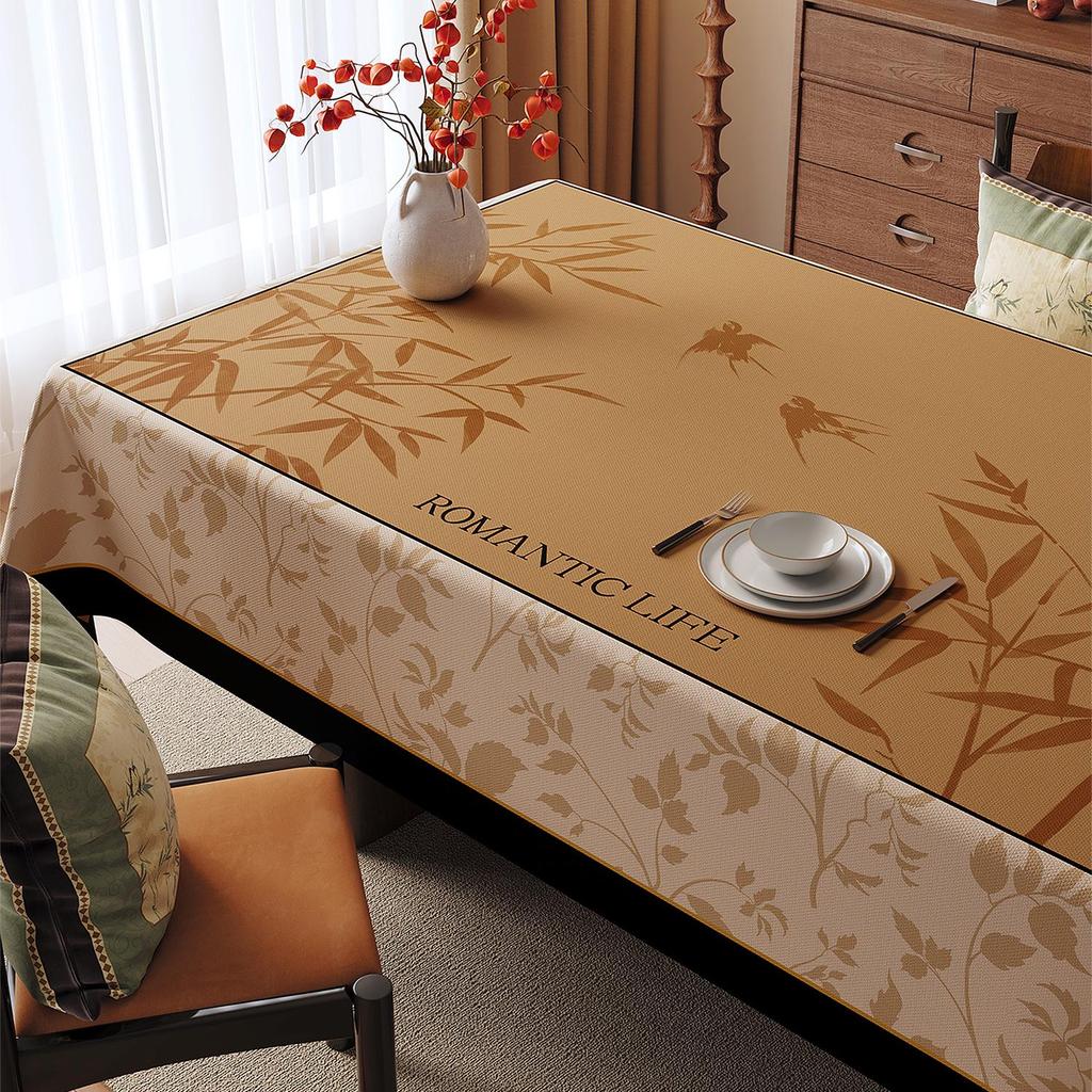 Vintage-Style Waterproof Oil-Proof Tablecloth, Wash-Free Rectangular Cover for Dining and Coffee Tables