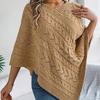Women's Cable Knit Cape Sweater Oversized Open Front Poncho Coat Casual Solid Color