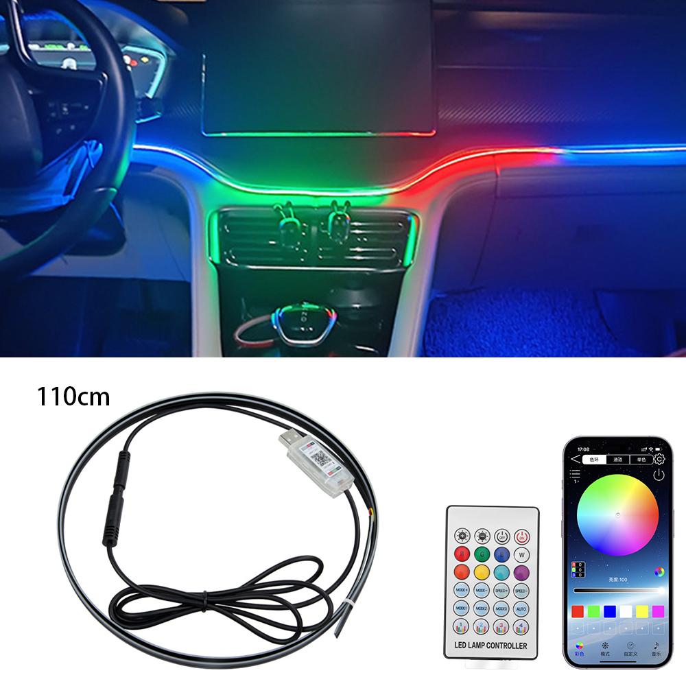 

Car LED Ambient Lights USB Atmosphere Lighting Kit Easy Install Dashboard Passenger Seat Decorative Center Console Lights Strip