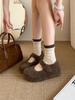 Soft Waxy Small Potatoes~ Inner Height Increase 5CM Fluffy Shoes Piled Mary Jane Shoes Birkenstocks Women's Autumn and Winter Platform Single Shoes