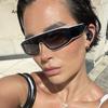 Vintage One Piece Black White Patchwork Sunglasses Women New Fashion  Gradient Rectangle Sun Glasses Ladies Driving Shades