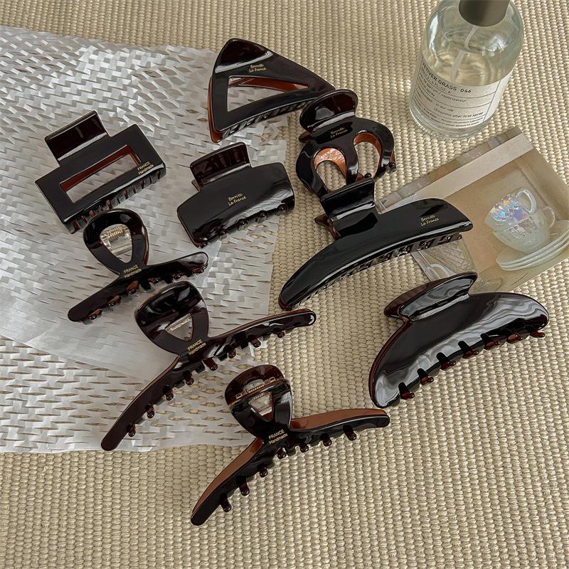 2024 High-End Korean French Chocolate Acetate Hair Claw for Women
