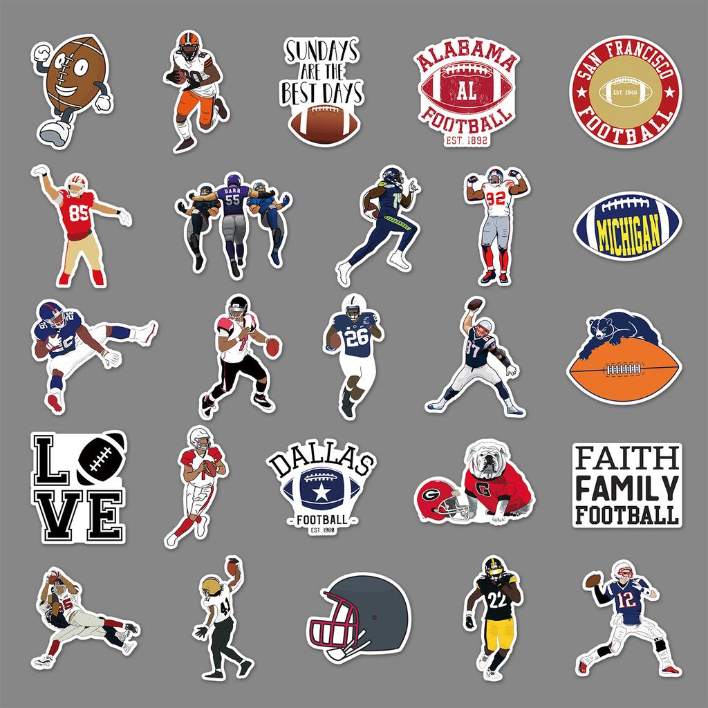 50 Rugby Doodle Personalisiert Sport Kreativ Guka DIY Skateboard Wasserbecher Koffer Aufkleber Wasserdicht