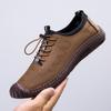 Sommer hohle atmungsaktive Lederschuhe weiche Sohle weiches Leder Herren Freizeitschuhe rutschfest verschleißfest Slipper