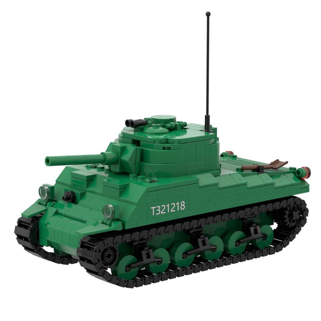 Camouflage M4A2 Sherman Medium Tank Brick Toy US Marines Building Block Set Army Compatible with Brands