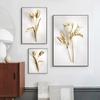 Metal Wall ArtAbstract Gilded Flowers Plant Laminas Decorativas Pared Cuadros Arte De Lienzos Decorativos  Para Sala Decoracion